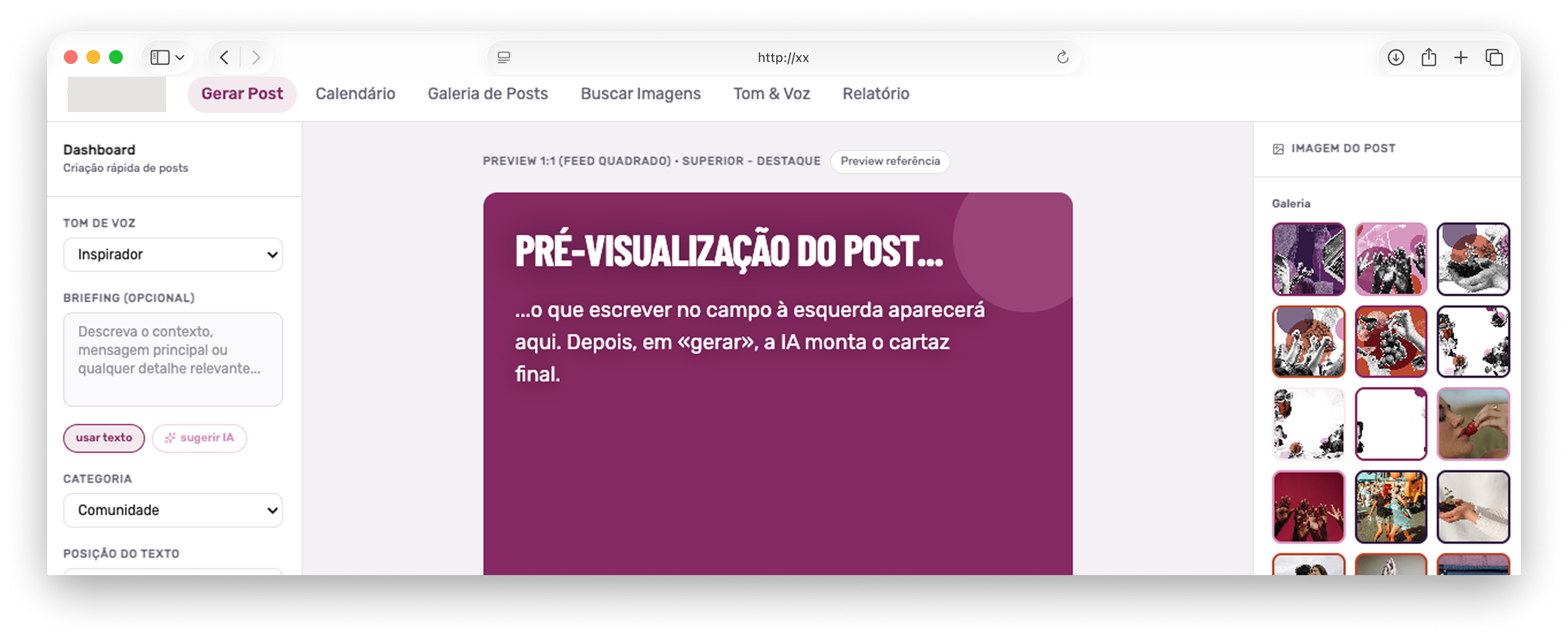 Interface do Content Operations Studio: navegação, módulos e preview ao vivo
